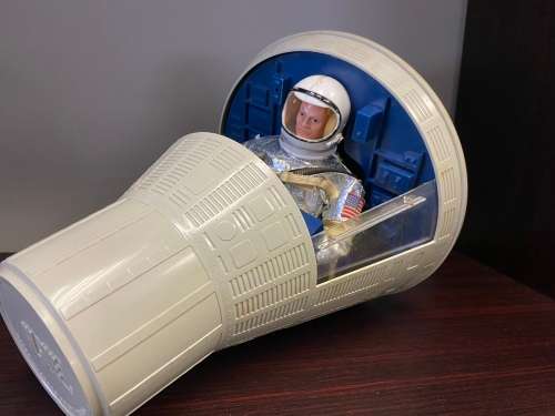 VINTAGE GI JOE ACTION PILOT SPACE CAPSULE WITH A 1964 Original GI Joe Figure AND BOX 1966